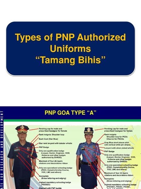 Types of PNP Authorized Uniforms “Tamang Bihis”.